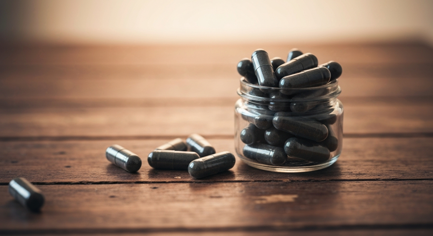 Activated charcoal capsules and Ceylon cinnamon sticks - natural binder ingredients for parasite cleanse die-off support